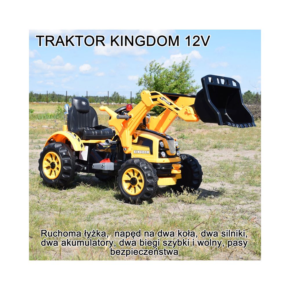 Galingas traktorius su kaušu „Kingdom“ 12 V, dvi greičio pakopos / JS328A