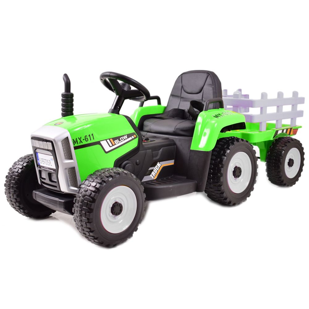 SUPER TRAKTOR BLOW – AKUMULIATORINIS SU PRIEKABĄ, MINKŠTI RATAI, MINKŠTA SĖDYNĖ, NUOTOLINIO VALDYMO PULTAS/XMX611