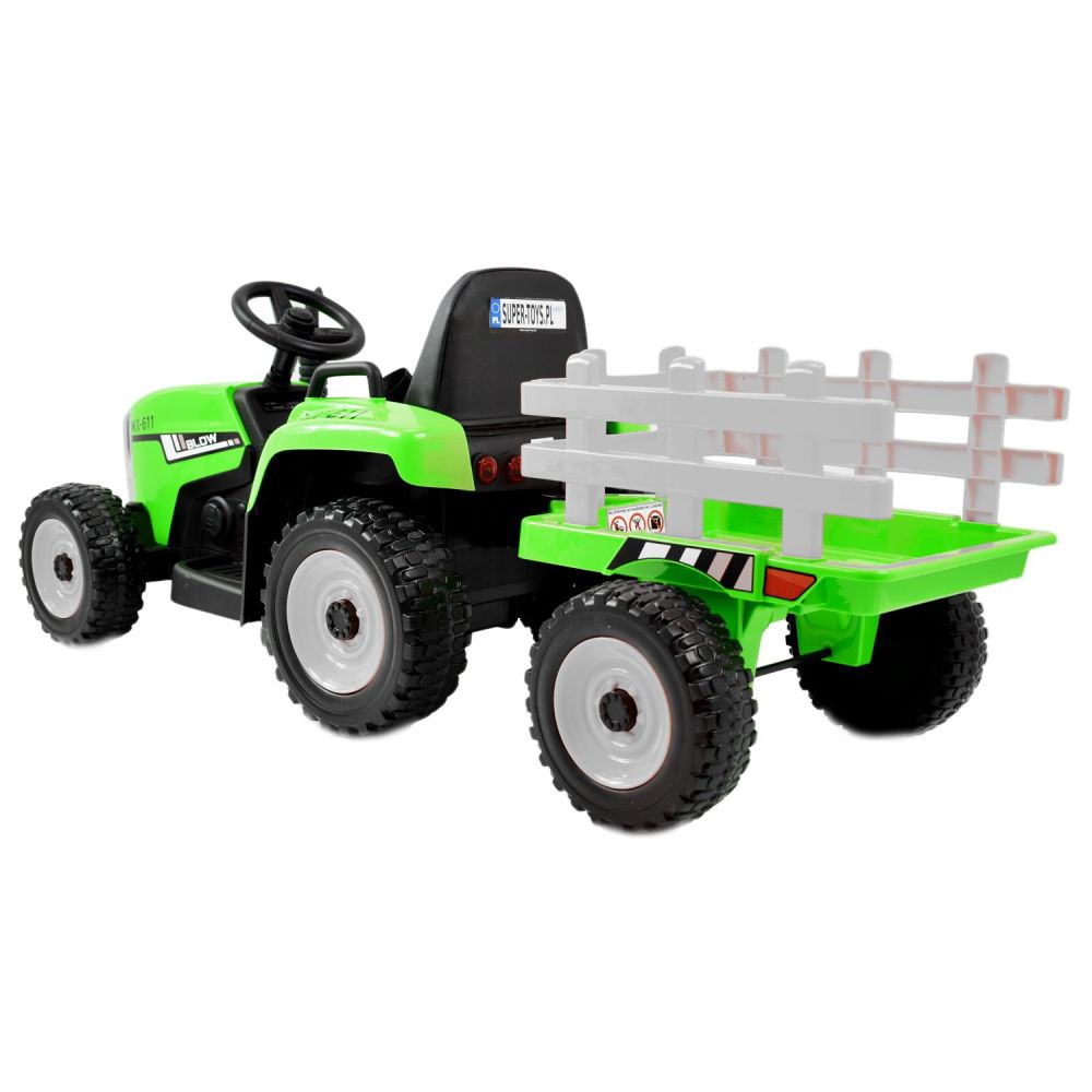 SUPER TRAKTOR BLOW – AKUMULIATORINIS SU PRIEKABĄ, MINKŠTI RATAI, MINKŠTA SĖDYNĖ, NUOTOLINIO VALDYMO PULTAS/XMX611