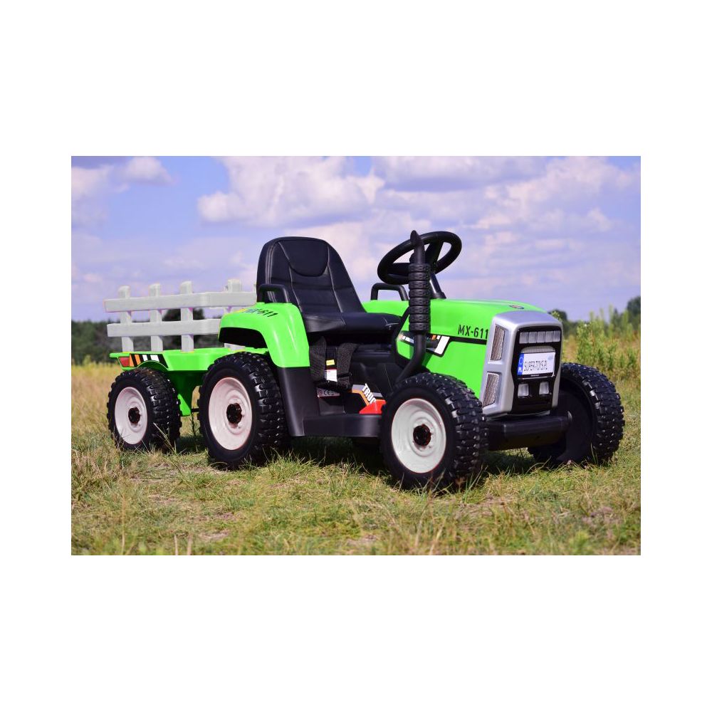 SUPER TRAKTOR BLOW - NA AKUMULATOR Z PRZYCZEPĄ, MIĘKKIE KOŁA, MIEKKIE SIEDZENIE, PILOT/XMX611