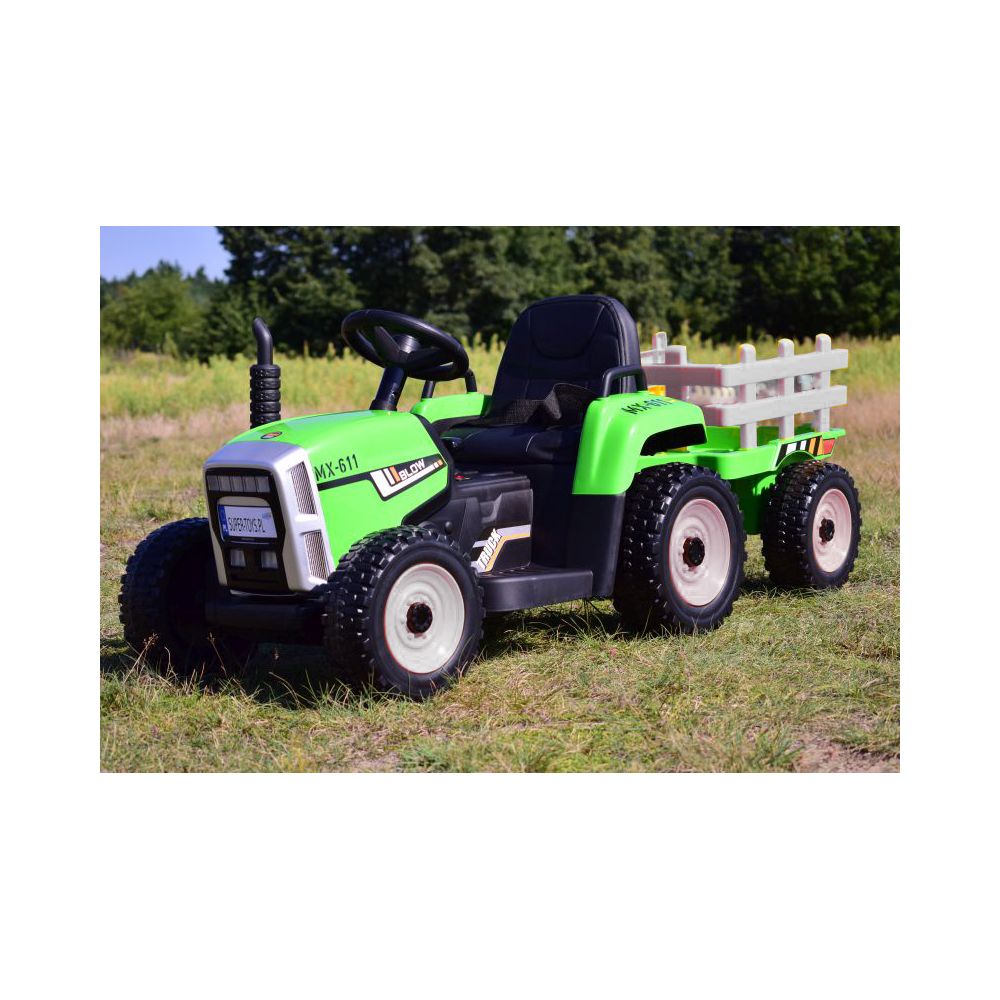 SUPER TRAKTOR BLOW – AKUMULIATORINIS SU PRIEKABĄ, MINKŠTI RATAI, MINKŠTA SĖDYNĖ, NUOTOLINIO VALDYMO PULTAS/XMX611