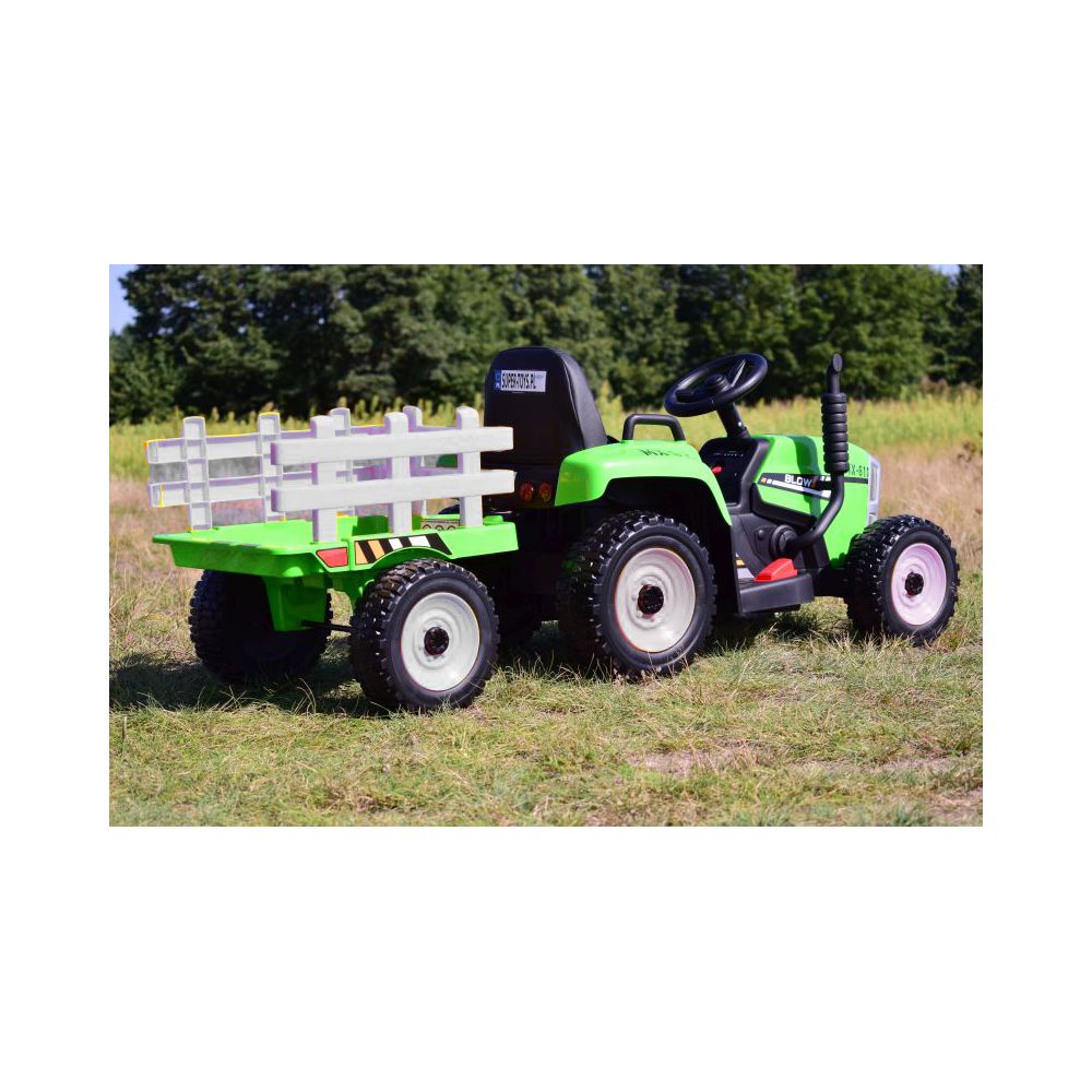 SUPER TRAKTOR BLOW - NA AKUMULATOR Z PRZYCZEPĄ, MIĘKKIE KOŁA, MIEKKIE SIEDZENIE, PILOT/XMX611
