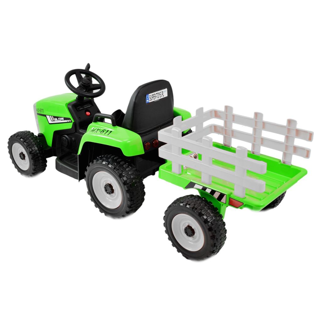 SUPER TRAKTOR BLOW – AKUMULIATORINIS SU PRIEKABĄ, MINKŠTI RATAI, MINKŠTA SĖDYNĖ, NUOTOLINIO VALDYMO PULTAS/XMX611