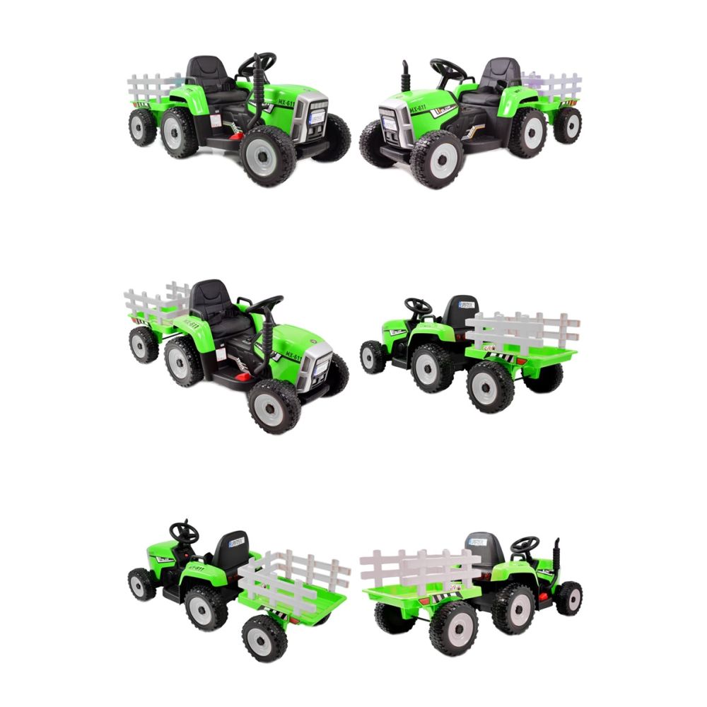 SUPER TRAKTOR BLOW - NA AKUMULATOR Z PRZYCZEPĄ, MIĘKKIE KOŁA, MIEKKIE SIEDZENIE, PILOT/XMX611