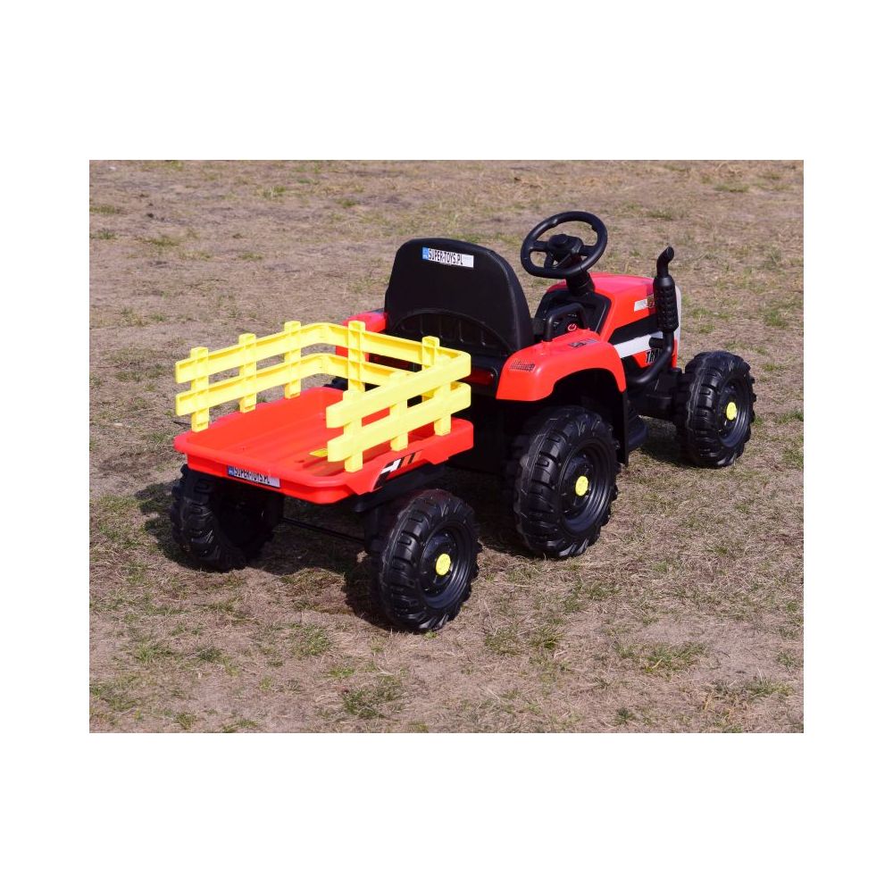 SUPER TRAKTOR FAST NA AKUMULATOR Z PRZYCZEPĄ, MIĘKKIE KOŁA, MIĘKKIE SIEDZENIE, PILOT/JC005