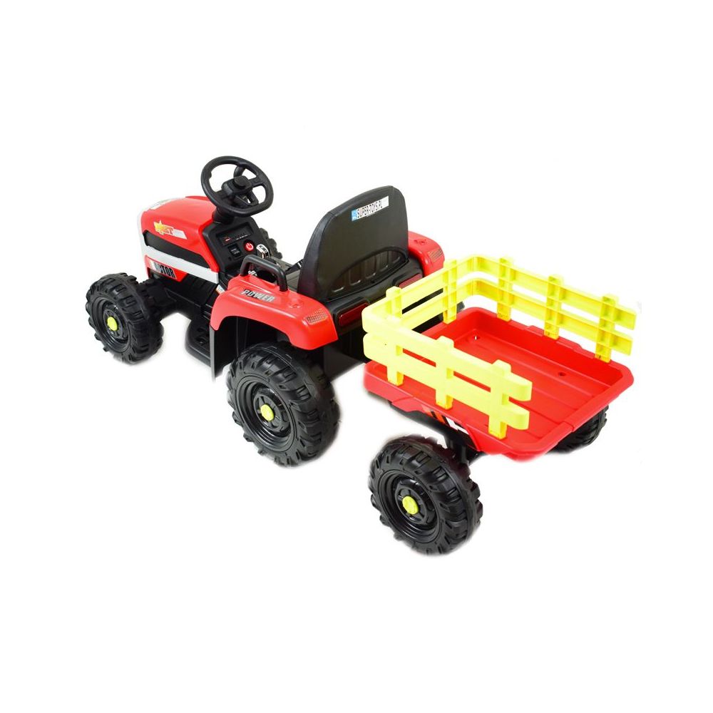 SUPER TRAKTOR FAST NA AKUMULATOR Z PRZYCZEPĄ, MIĘKKIE KOŁA, MIĘKKIE SIEDZENIE, PILOT/JC005