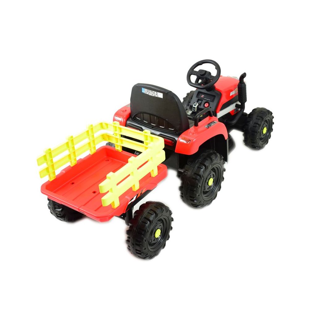 SUPER TRAKTOR FAST NA AKUMULATOR Z PRZYCZEPĄ, MIĘKKIE KOŁA, MIĘKKIE SIEDZENIE, PILOT/JC005