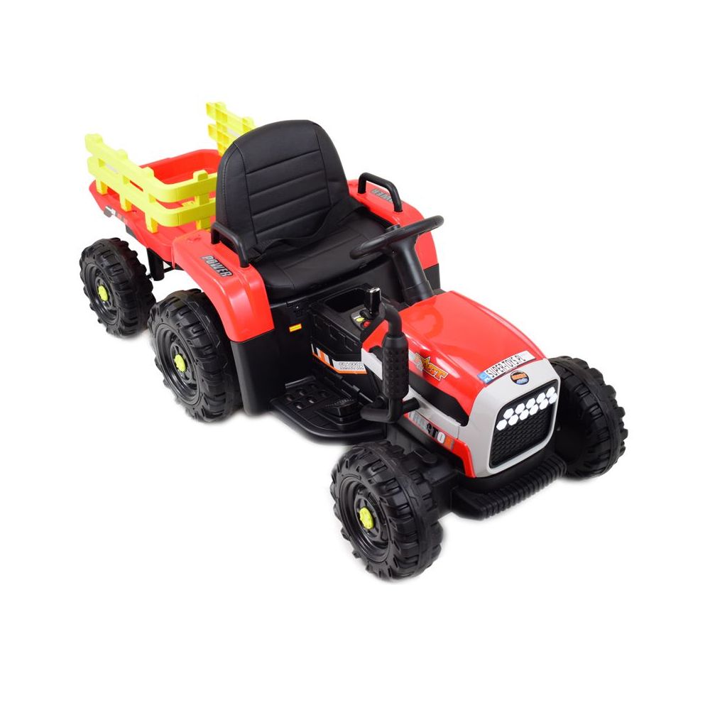 SUPER TRAKTOR FAST NA AKUMULATOR Z PRZYCZEPĄ, MIĘKKIE KOŁA, MIĘKKIE SIEDZENIE, PILOT/JC005
