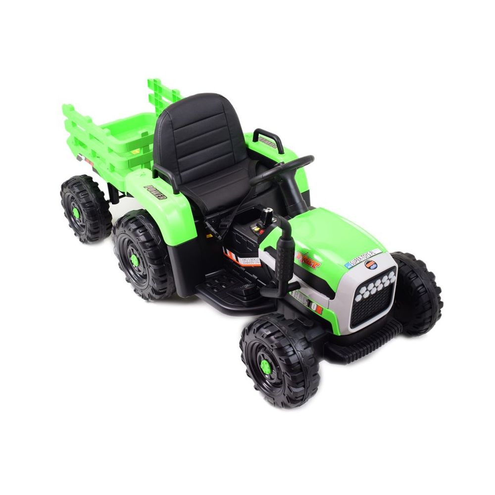 SUPER TRAKTOR FAST NA AKUMULATOR Z PRZYCZEPĄ, MIĘKKIE KOŁA, MIĘKKIE SIEDZENIE, PILOT/JC005