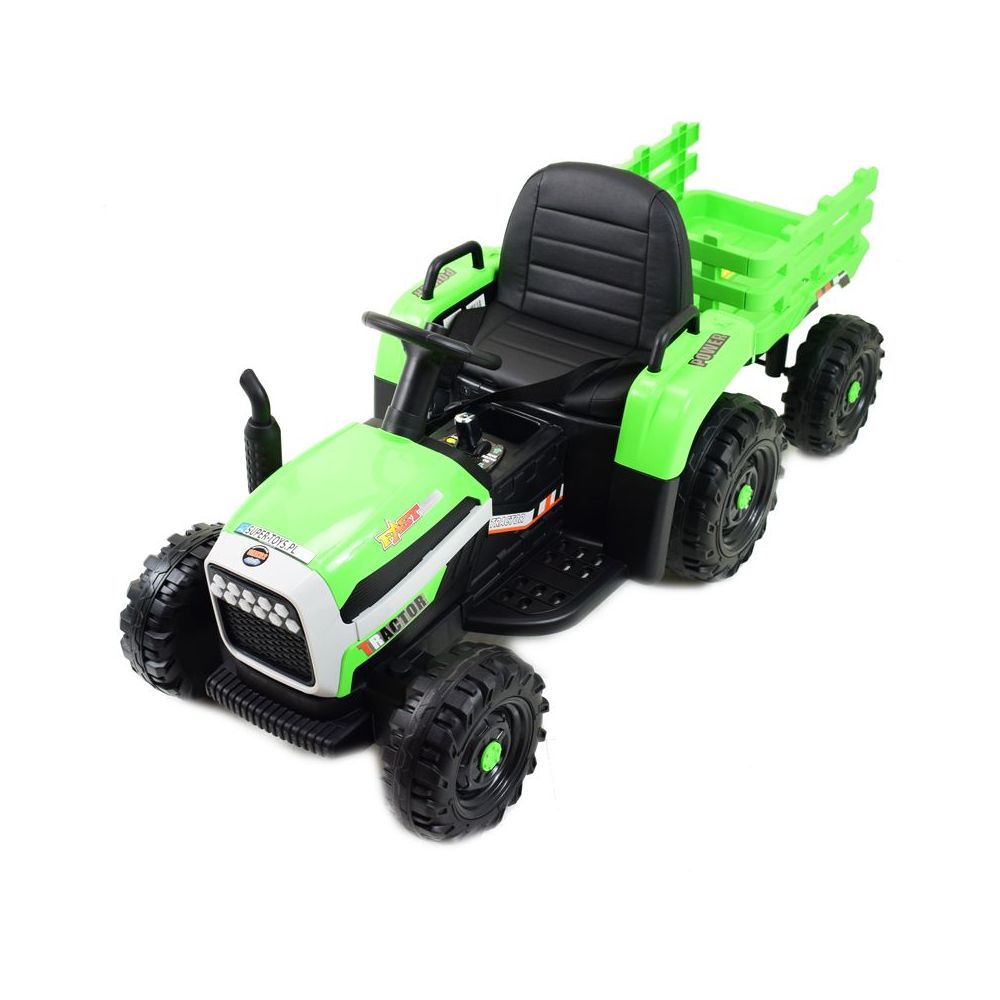 SUPER TRAKTOR FAST NA AKUMULATOR Z PRZYCZEPĄ, MIĘKKIE KOŁA, MIĘKKIE SIEDZENIE, PILOT/JC005