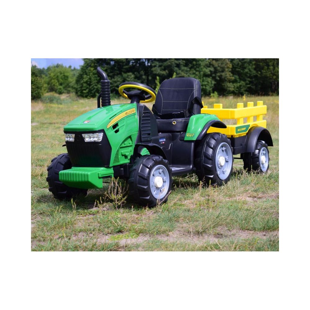 WIELKI TRAKTOR HALLO BABY Z PRZYCZEPĄ, PILOT, APLIKACJA/T990