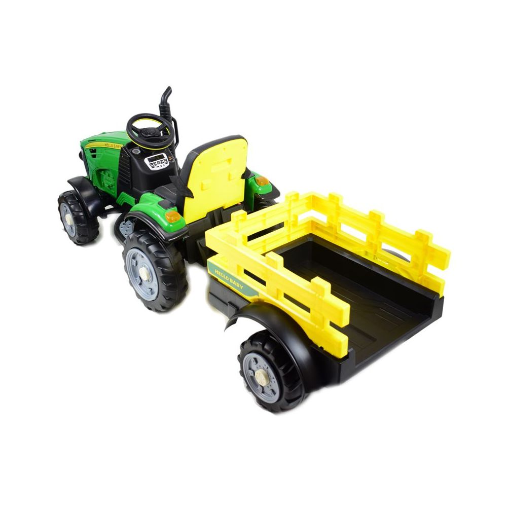 WIELKI TRAKTOR HALLO BABY Z PRZYCZEPĄ, PILOT, APLIKACJA/T990