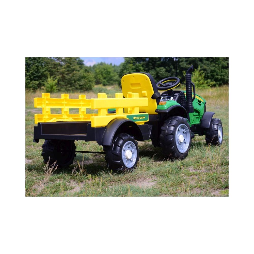 WIELKI TRAKTOR HALLO BABY Z PRZYCZEPĄ, PILOT, APLIKACJA/T990