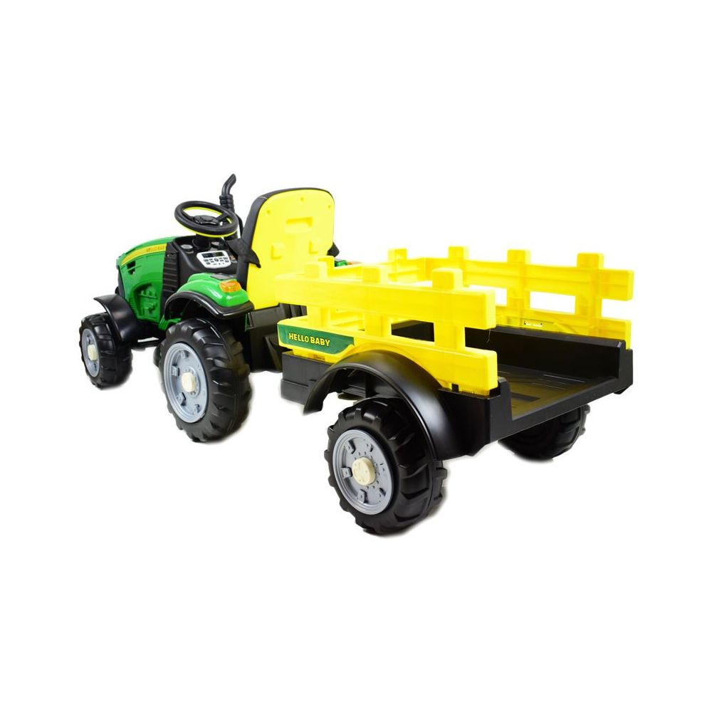 WIELKI TRAKTOR HALLO BABY Z PRZYCZEPĄ, PILOT, APLIKACJA/T990