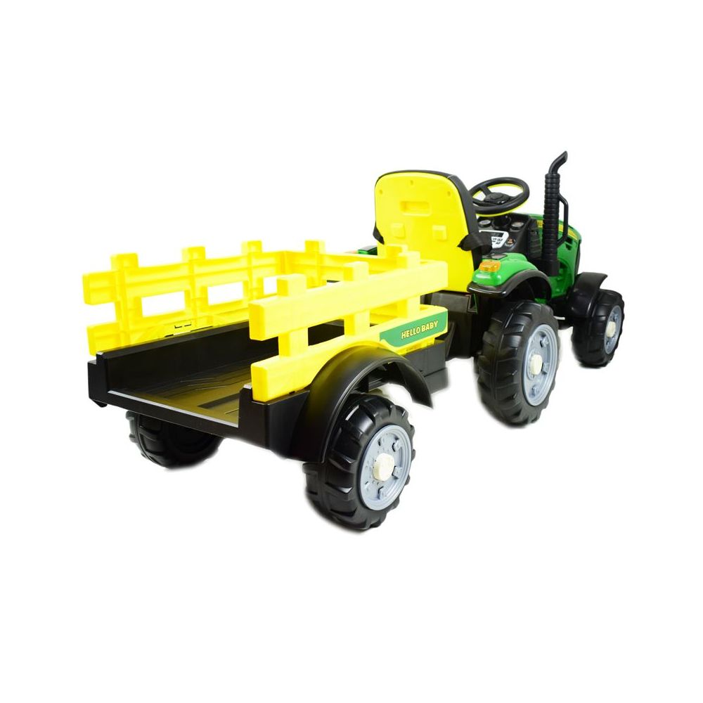 WIELKI TRAKTOR HALLO BABY Z PRZYCZEPĄ, PILOT, APLIKACJA/T990