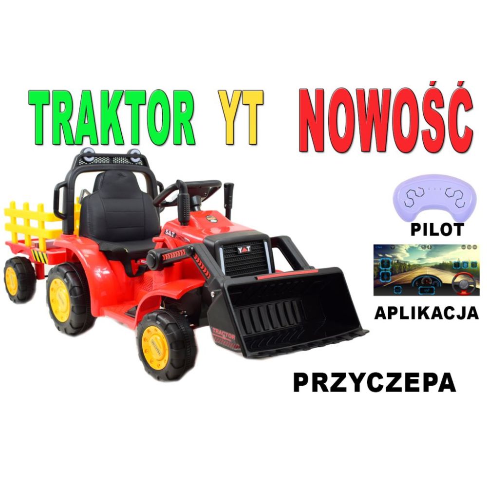 Puikus traktorius su priekaba ir kaušu – maitinamas akumuliatoriumi, valdomas nuotolinio valdymo pultu / programėle / YT1066