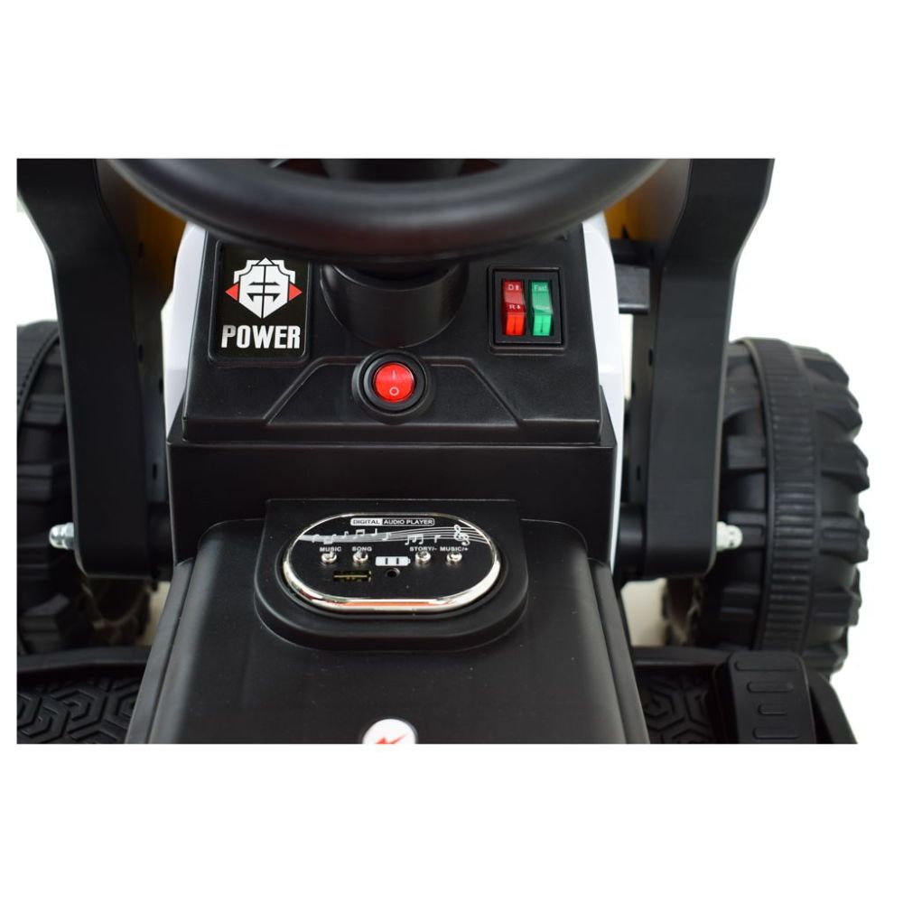 Super DWUSTRONNY traktor na akumulator ze spychaczem, koparką i przyczepą/BEJ1588