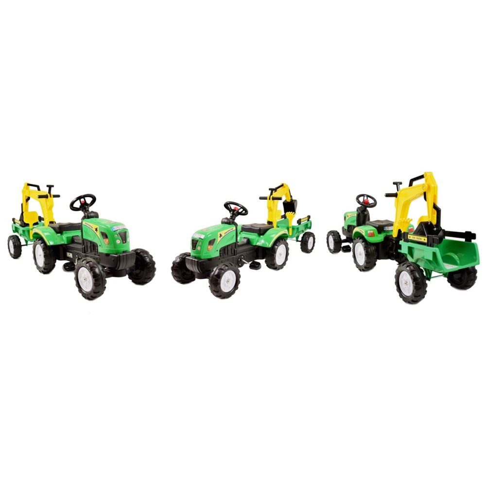 PEDALINIS TRAKTORIUS SU PRIEKABE IR EKSKAVATORIUMI / TR3007