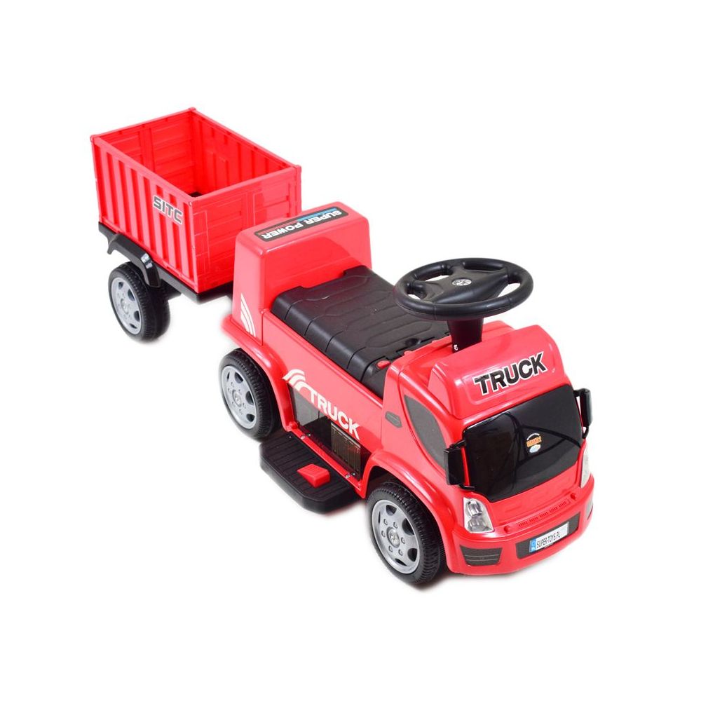 VAIKŲ AUTOMOBILIUKAS, AKUMULIATORINIS SUNKVEŽIMIS SU PRIEKABA IR GARSO EFEKTAIS / GTS-6688-E