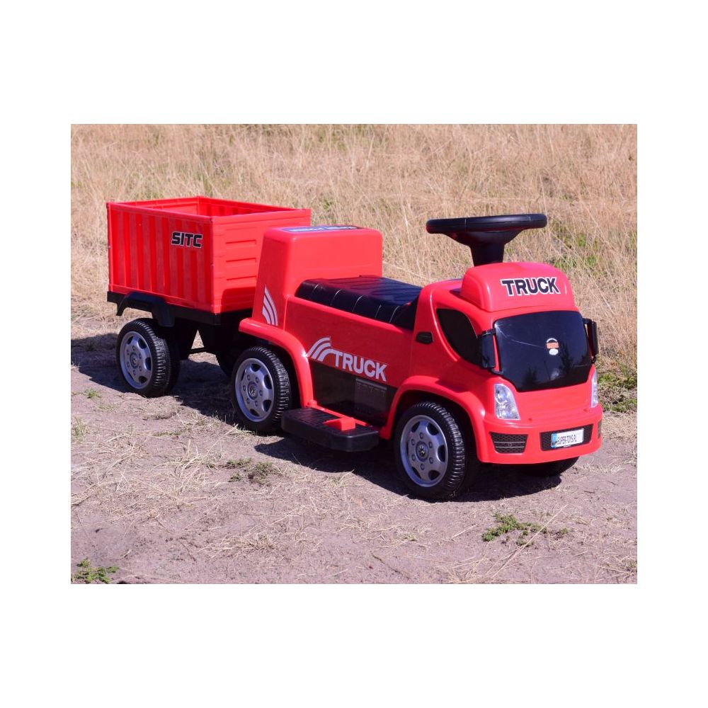 VAIKŲ AUTOMOBILIUKAS, AKUMULIATORINIS SUNKVEŽIMIS SU PRIEKABA IR GARSO EFEKTAIS / GTS-6688-E