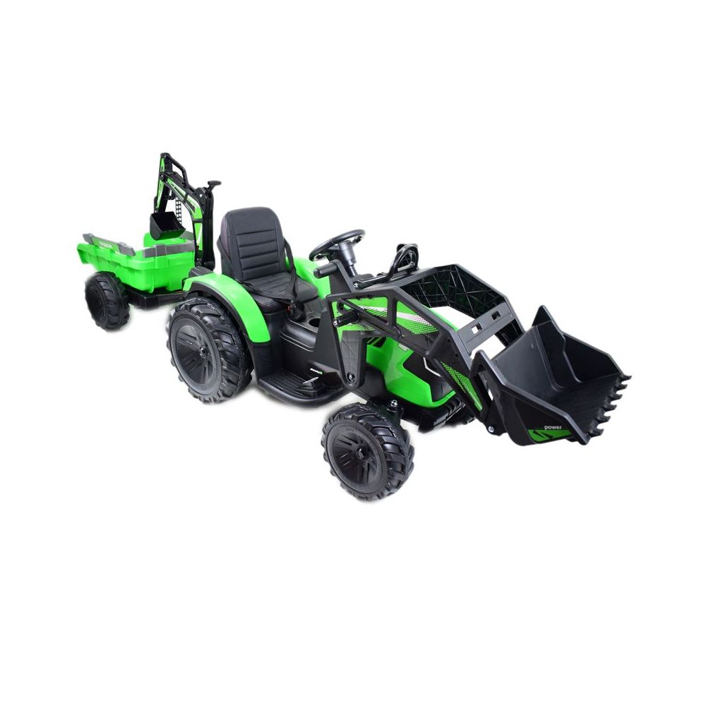 MEGA TRAKTOR Z ŁADOWARKĄ,KOPARKĄ, PRZYCZEPĄ 24 V SUPER-MOC SX-2068-ZIELONY