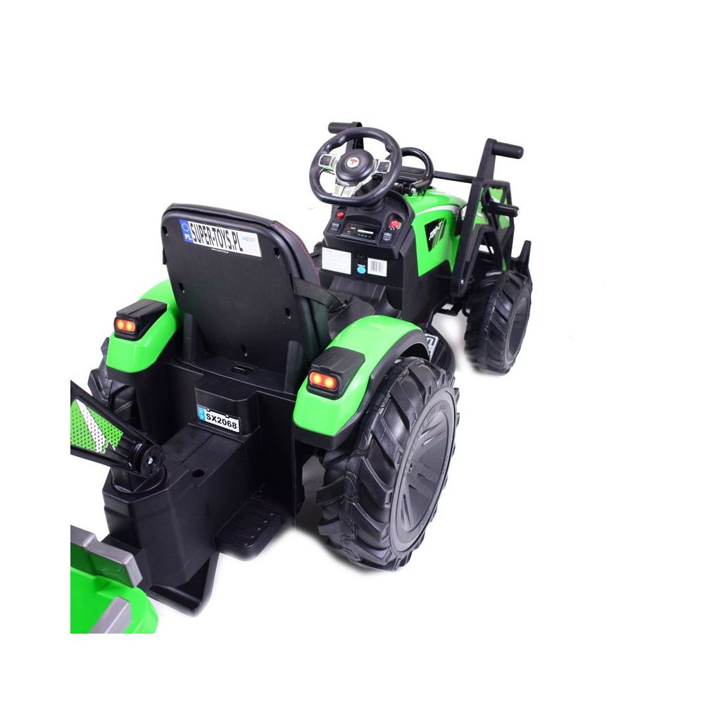 MEGA TRAKTORIUS SU KRAUTUVU, EKSKAVATORIUMI IR PRIEKABĄ, 24 V, SUPER-MOC SX-2068 – ŽALIAS