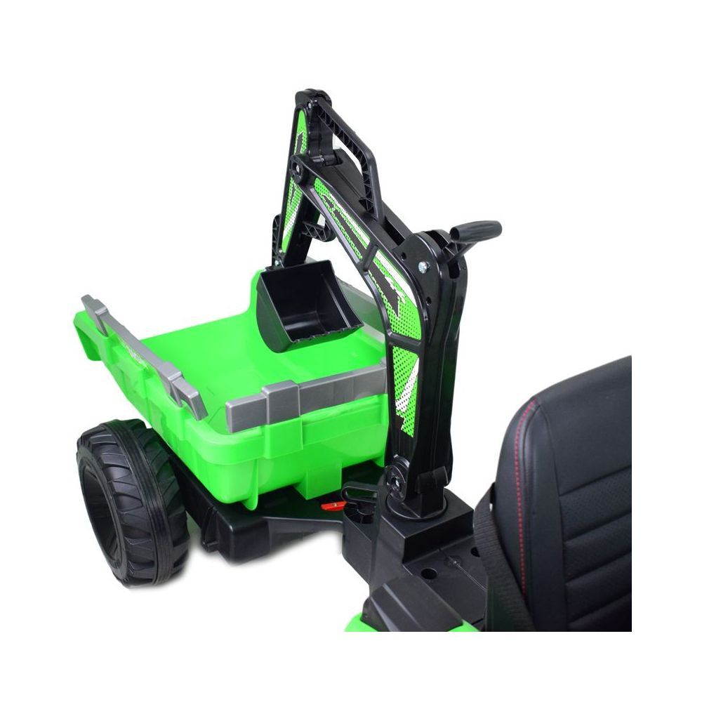 MEGA TRAKTOR Z ŁADOWARKĄ,KOPARKĄ, PRZYCZEPĄ 24 V SUPER-MOC SX-2068-ZIELONY