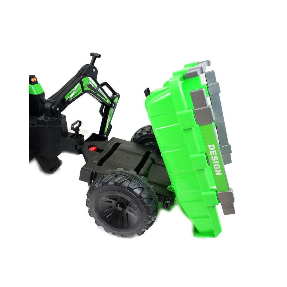 MEGA TRAKTOR Z ŁADOWARKĄ,KOPARKĄ, PRZYCZEPĄ 24 V SUPER-MOC SX-2068-ZIELONY