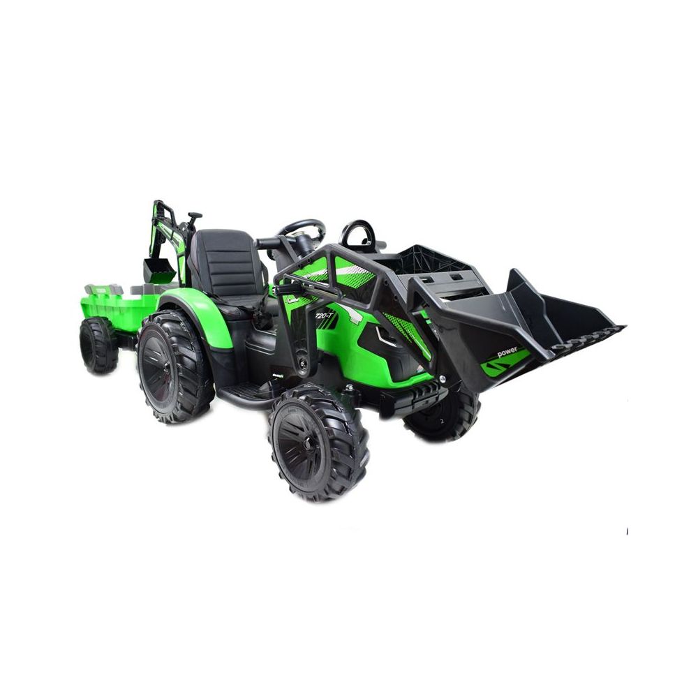 MEGA TRAKTOR Z ŁADOWARKĄ,KOPARKĄ, PRZYCZEPĄ 24 V SUPER-MOC SX-2068-ZIELONY
