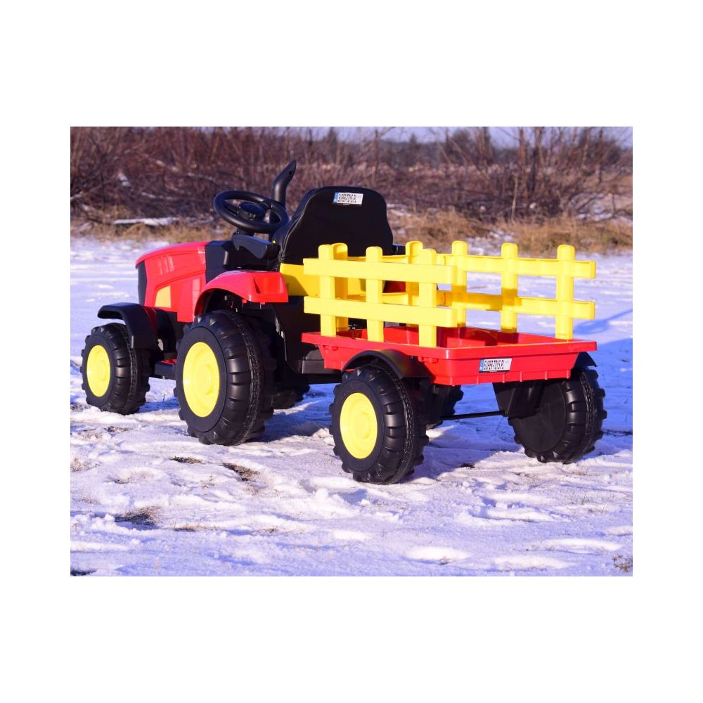 MEGA TRAKTOR NA AKUMULATOR Z PRZYCZEPĄ. MIĘKKIE SIEDZENIE, PILOT, /HL3388