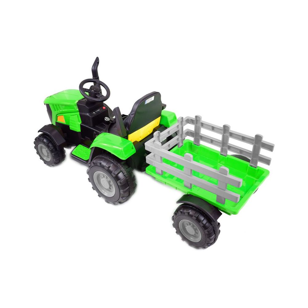 MEGA TRAKTOR NA AKUMULATOR Z PRZYCZEPĄ. MIĘKKIE SIEDZENIE, MIEKKIE KOŁA PILOT, /HL3388