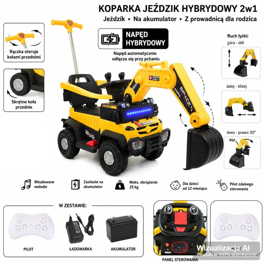 Akumuliatorinis sunkvežimis su kaušu, važiuoklė, vairavimo rankena, nuotolinio valdymo pultas/YW1006