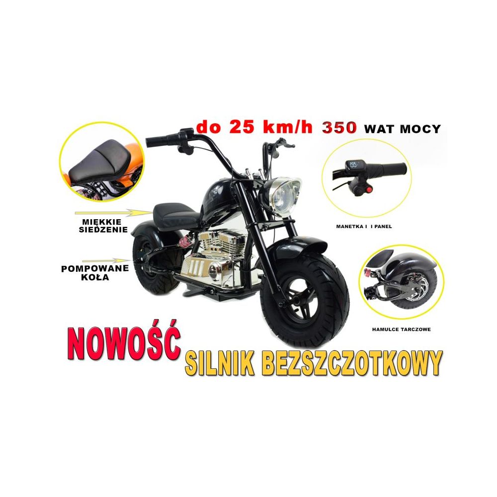 MOTOR CHOPPER "HELD", POMPOWANE KOŁA DO 25 KM/H, PODŚWIETLANY SILNIK/XB1058