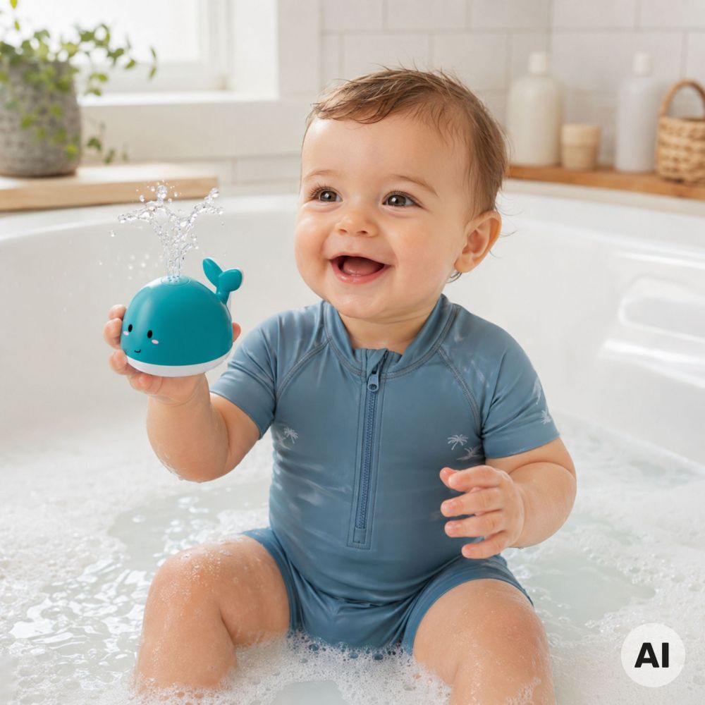 WOOPIE Whale Fountain Bath Toy - Blue 