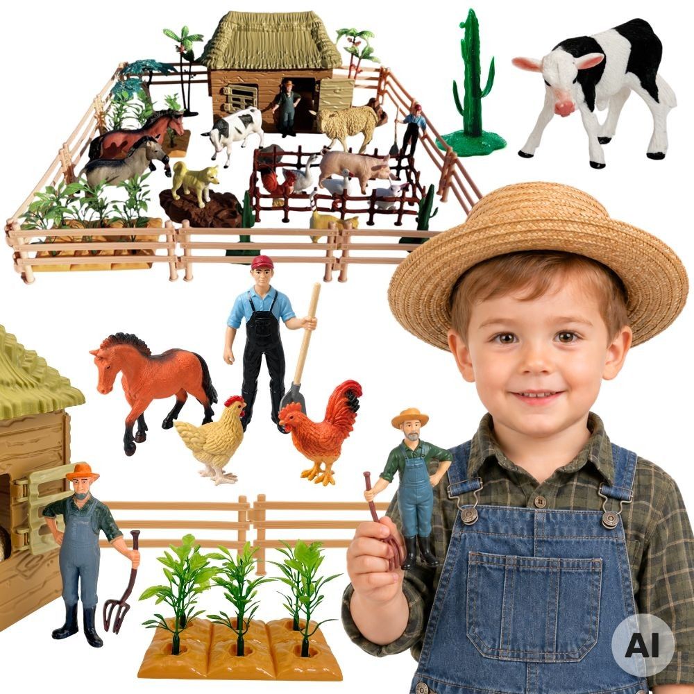 WOOPIE Large Farm with Animals 63 pcs. Farmers' Farm Figures Stable for Children 