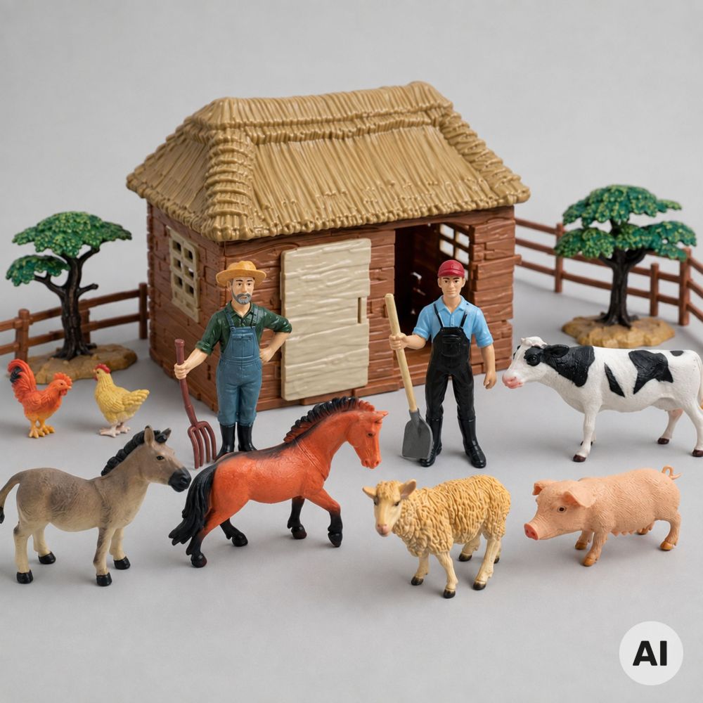 WOOPIE Large Farm with Animals 63 pcs. Farmers' Farm Figures Stable for Children 