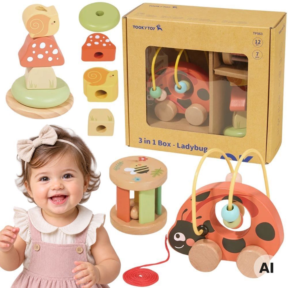 Medinis edukacinis rinkinys TOOKY TOY Ladybug 3-in-1