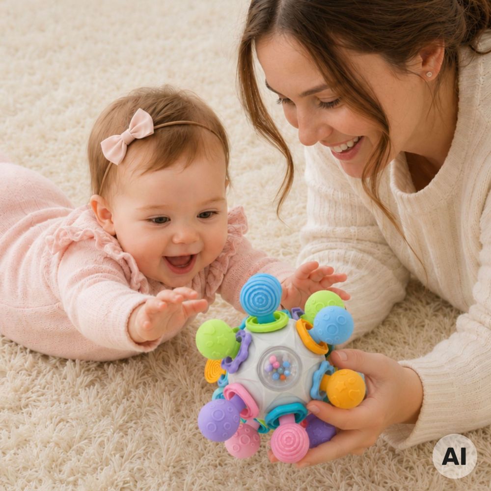 WOOPIE BABY Sensory Toy Teether Ball 3in1 Ball 6m+ 