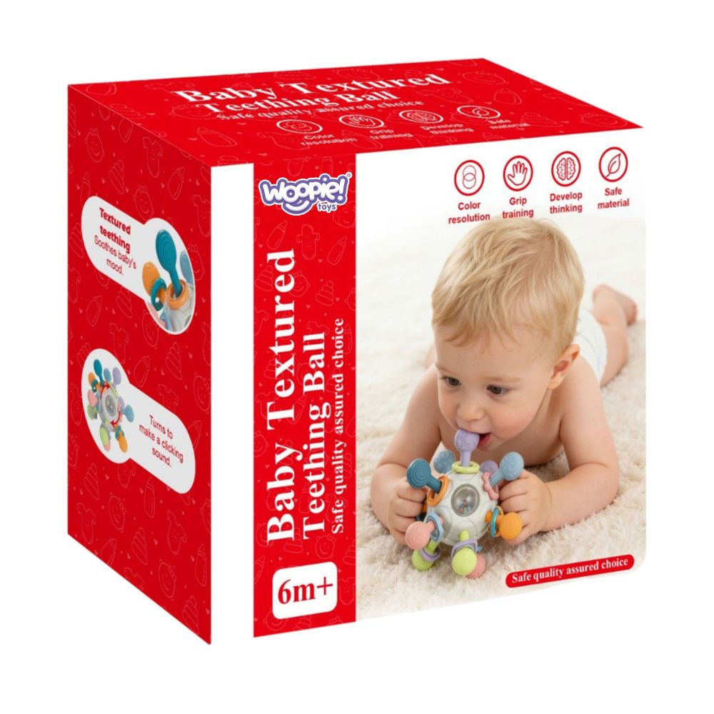 Jutiminis žaislas-kramtukas WOOPIE BABY 3-in-1 kamuolys, nuo 6 mėn.