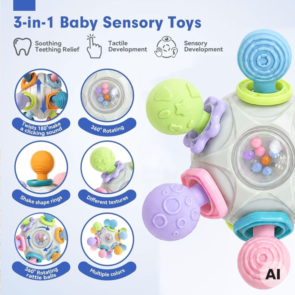 WOOPIE BABY Sensory Toy Teether Ball 3in1 Ball 6m+ 