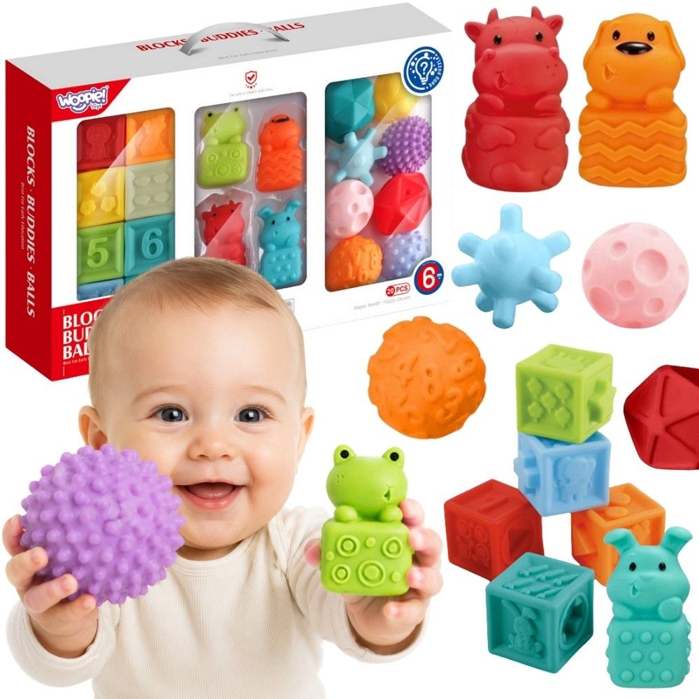 WOOPIE BABY Sensory Puzzles Squeeze Puzzle Sound Learning to Count 20 pcs. 