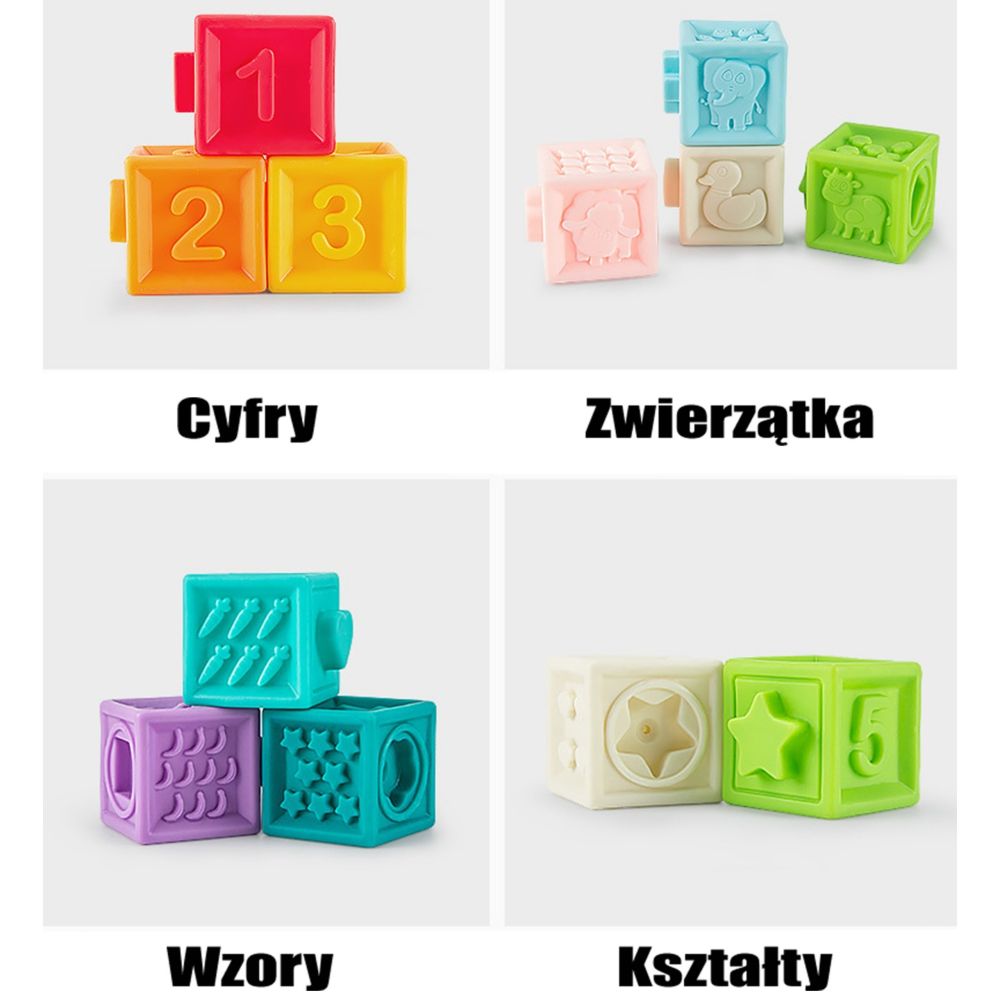 Sensorinių kubelių rinkinys WOOPIE BABY su garsais, skaičiavimo mokymasis, 20 vnt