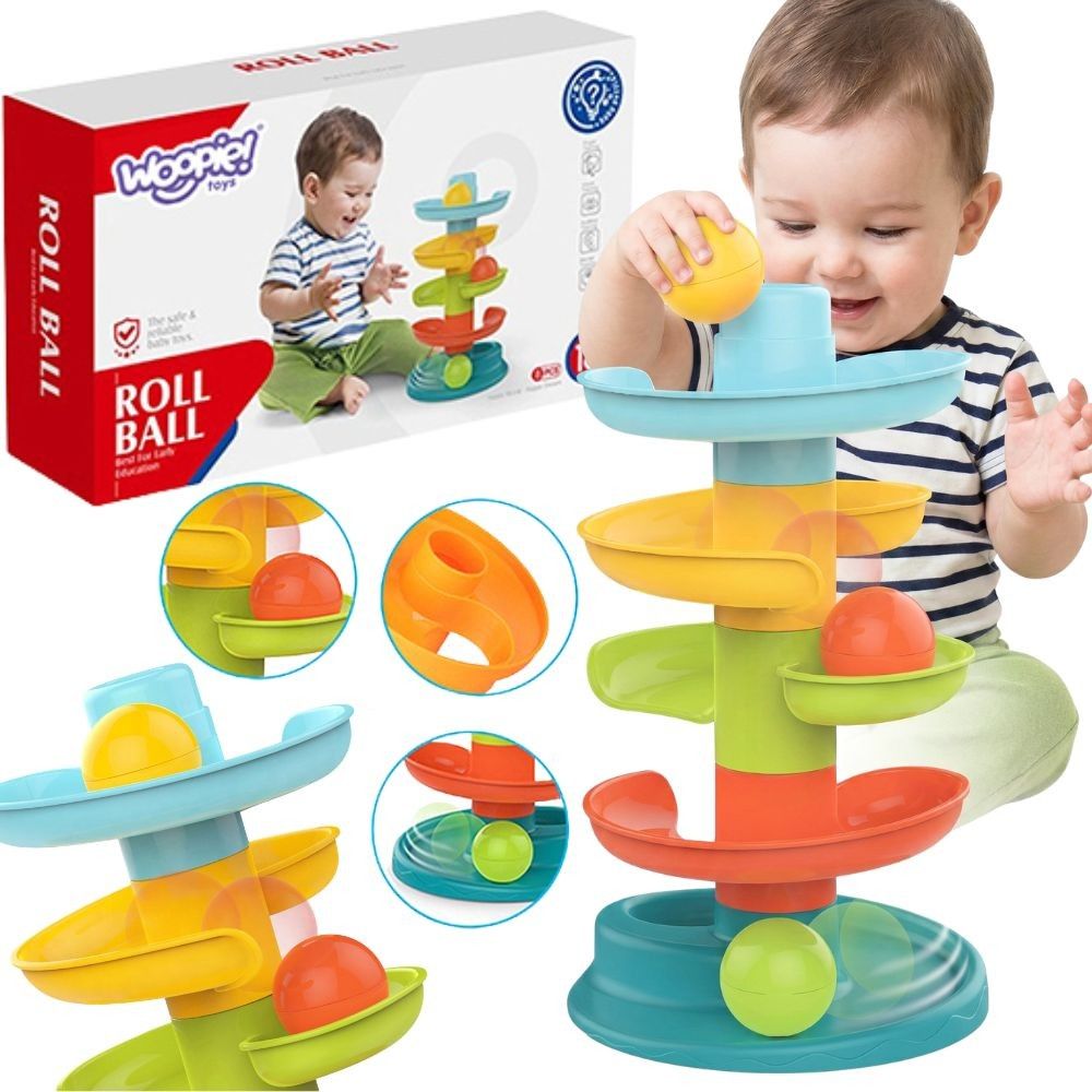 Kamuoliukų trasos spyruoklės rinkinys WOOPIE BABY + 3 kamuoliukai