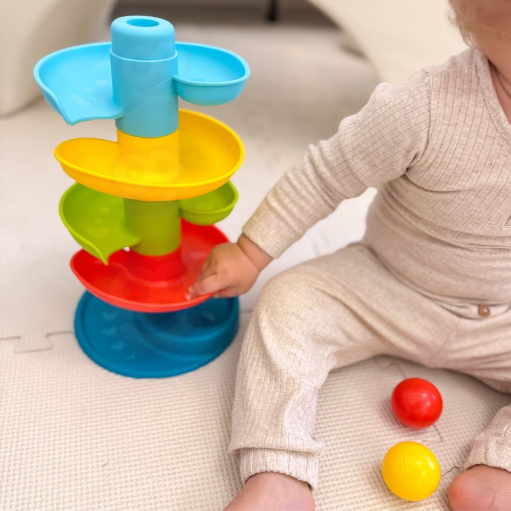 Kamuoliukų trasos spyruoklės rinkinys WOOPIE BABY + 3 kamuoliukai
