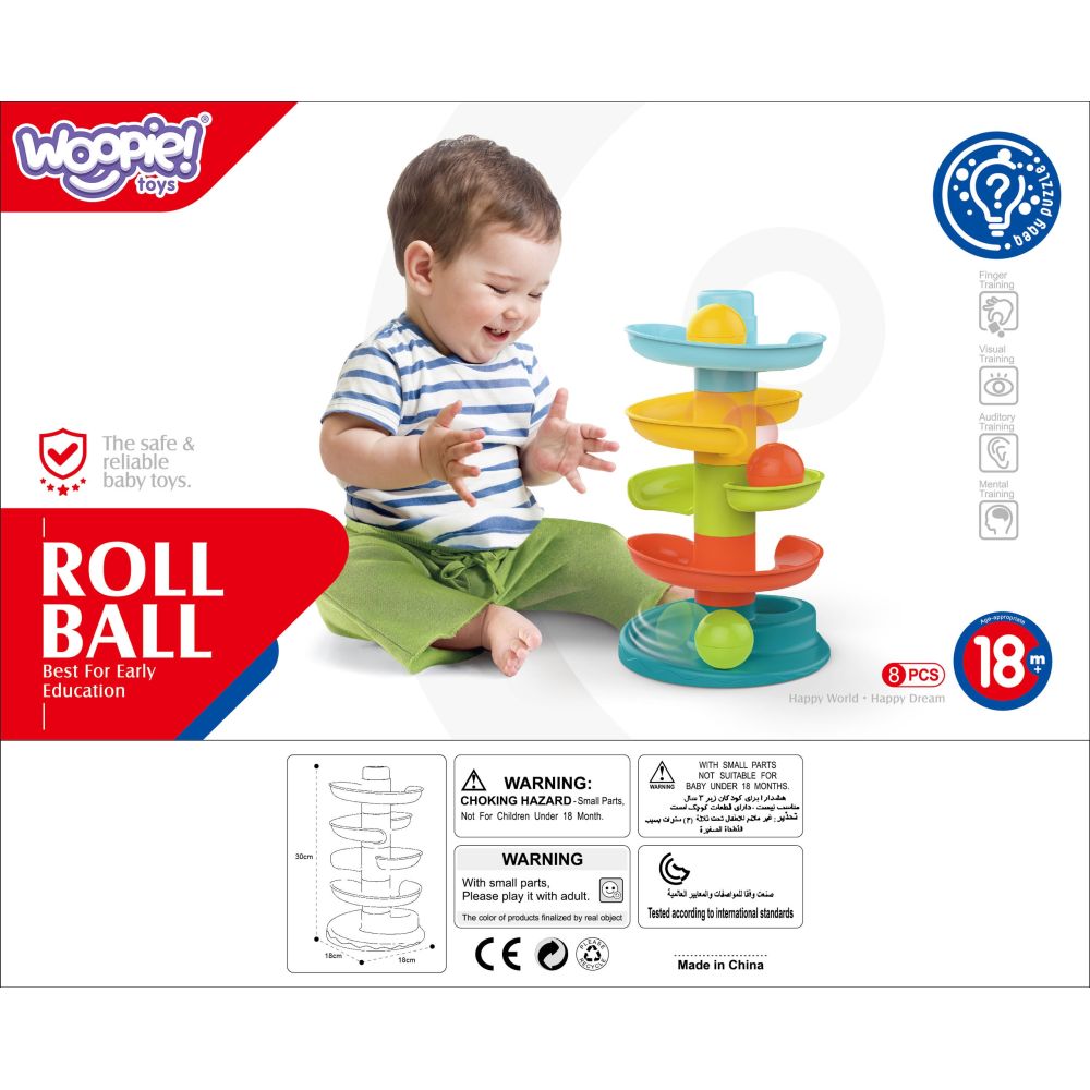 Kamuoliukų trasos spyruoklės rinkinys WOOPIE BABY + 3 kamuoliukai