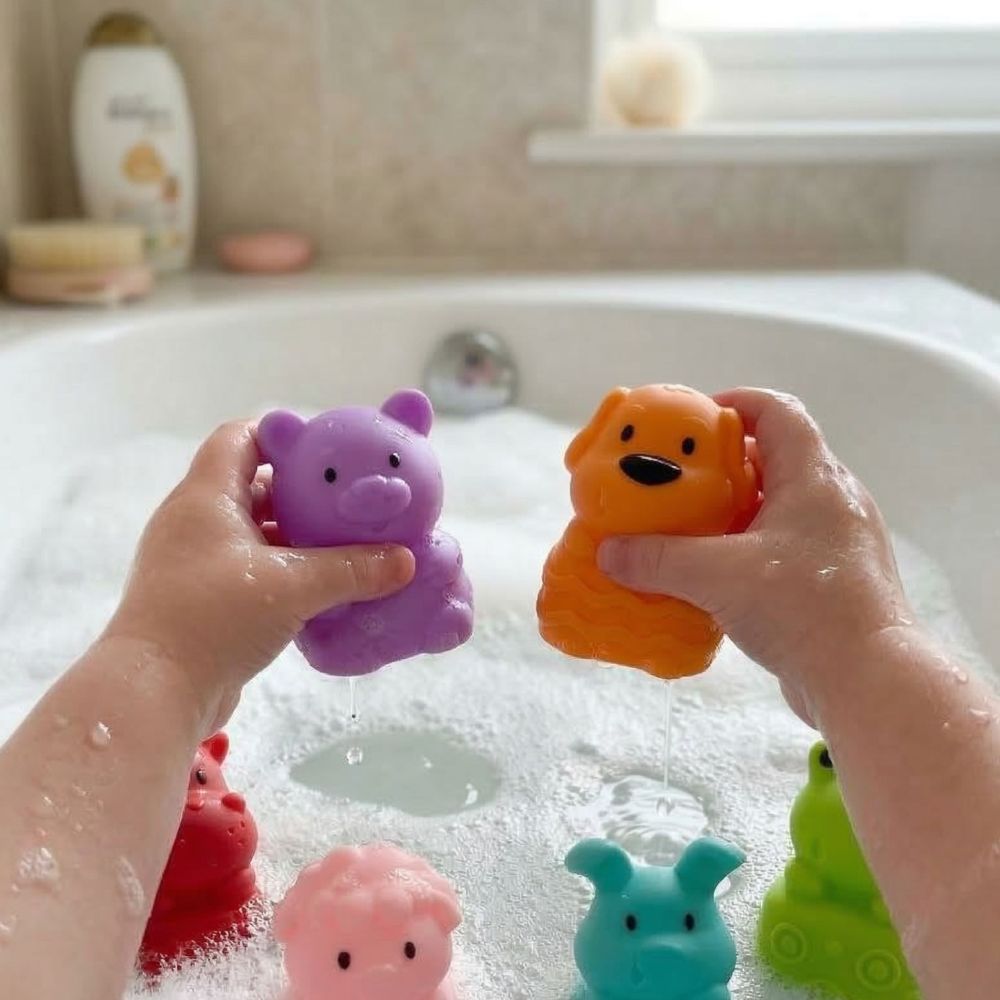Minkštų sensorinių žaislinių gyvūnėlių rinkinys WOOPIE BABY 6 vnt