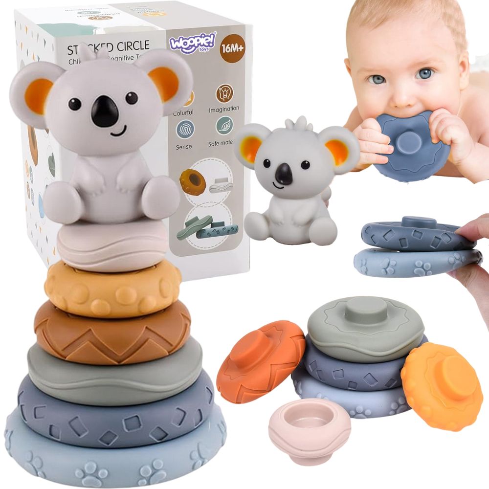 Mokomoji piramidė - kramtukų rinkinys WOOPIE BABY Koala 2-in-1
