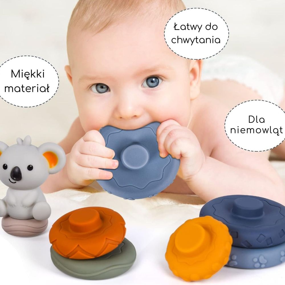 WOOPIE BABY Koala 2-in-1 Educational Pyramid Teether Set 