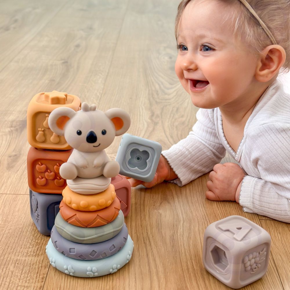 WOOPIE BABY Soft Rubber Sensory Blocks 3-in-1 Teddy Bear Set 