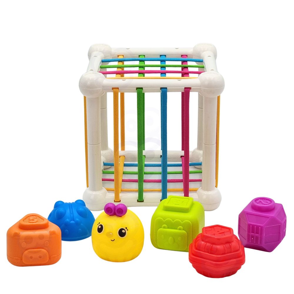 WOOPIE BABY Flexible Sensory Cube Sorter for Children Animals + Rattle 7 pcs. 